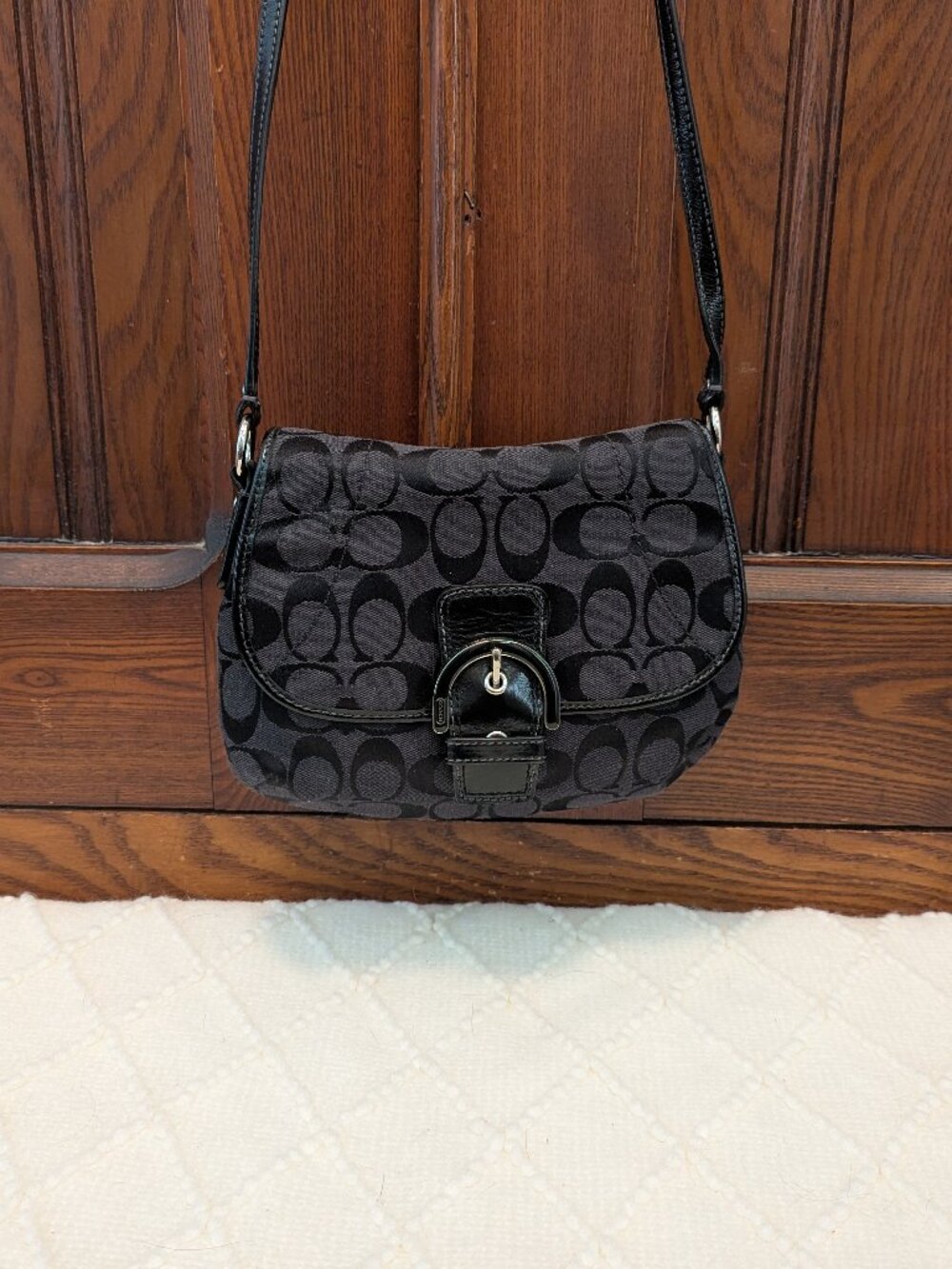 Coach Soho Black Signature Jacquard Shoulder Bag